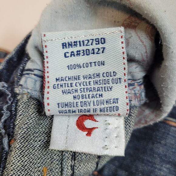 TRUE RELIGION LOGAN SUPER T Flap Y2K Men's Jeans 38X31 Regular Fit Blue K12832 - Picture 12 of 16